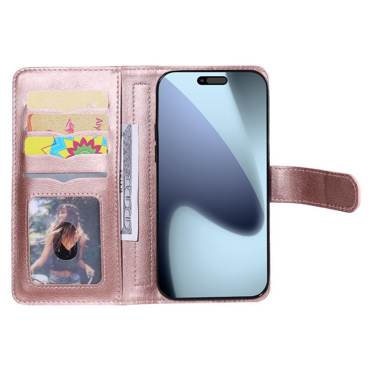 For iPhone 17 Pro Multi-Function Wallet 10 Card Slots Leather Phone Case