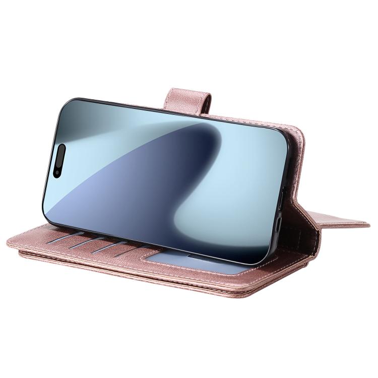 For iPhone 17 Pro Multi-Function Wallet 10 Card Slots Leather Phone Case