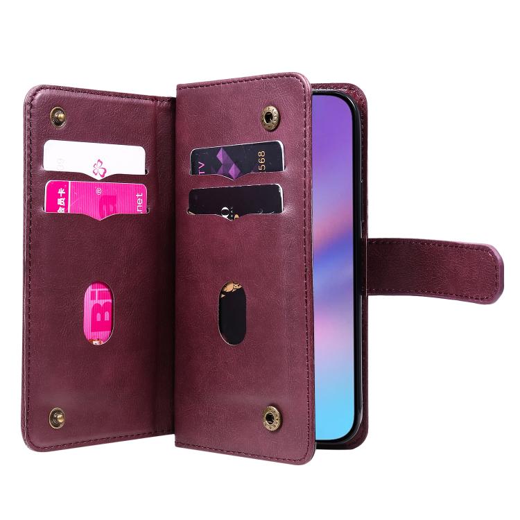 For iPhone 17 Multi-Function Wallet 10 Card Slots Leather Phone Case