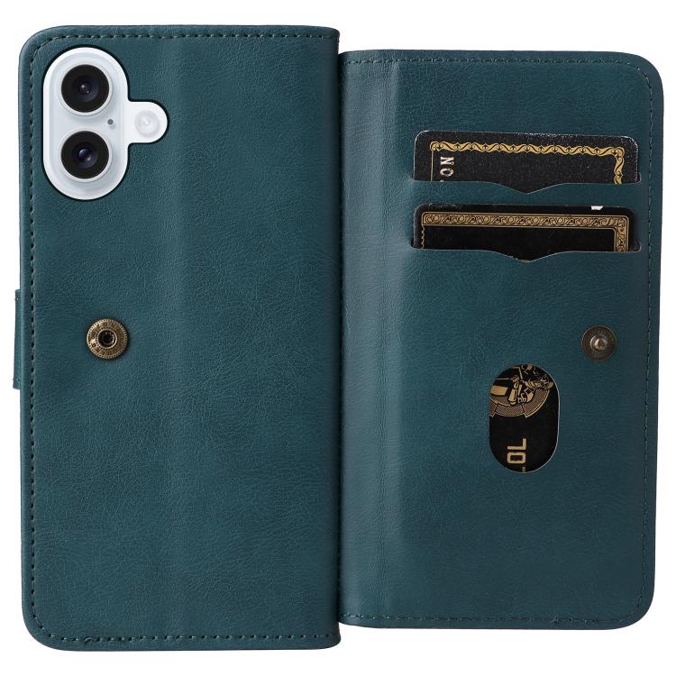 For iPhone 17 Multi-Function Wallet 10 Card Slots Leather Phone Case