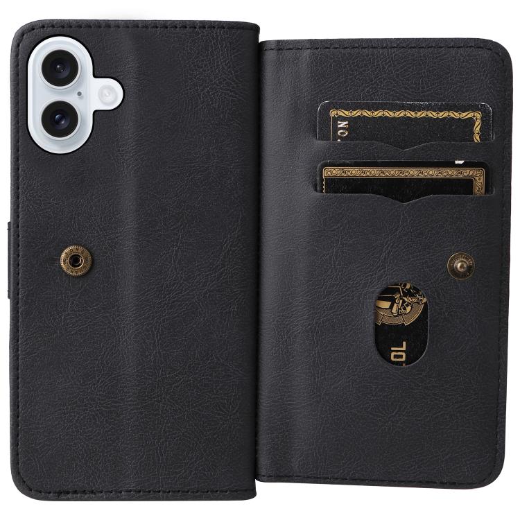 For iPhone 17 Multi-Function Wallet 10 Card Slots Leather Phone Case