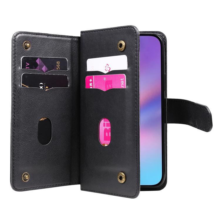 For iPhone 17 Multi-Function Wallet 10 Card Slots Leather Phone Case