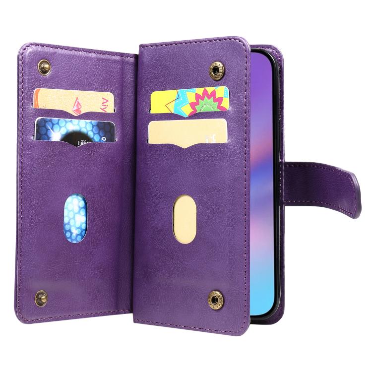 For iPhone 17 Multi-Function Wallet 10 Card Slots Leather Phone Case
