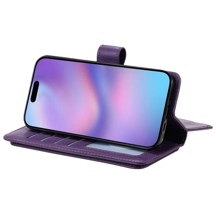 For iPhone 17 Multi-Function Wallet 10 Card Slots Leather Phone Case