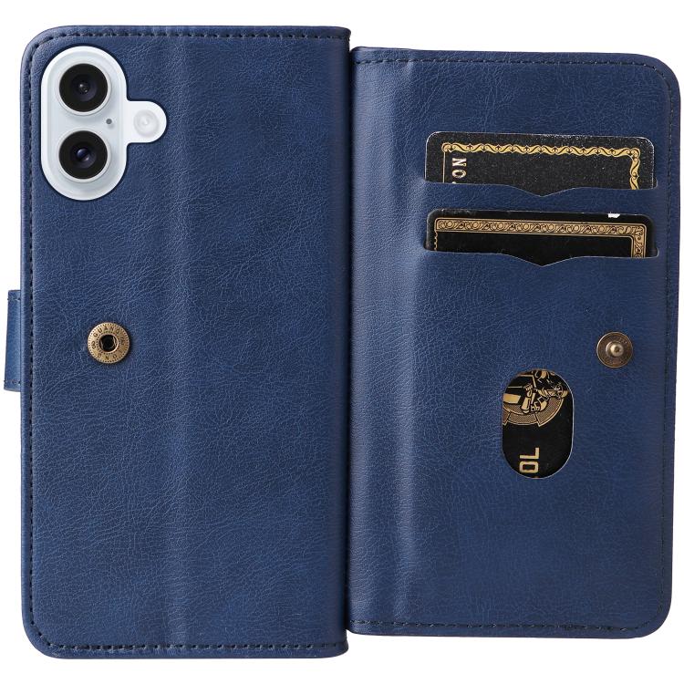 For iPhone 17 Multi-Function Wallet 10 Card Slots Leather Phone Case