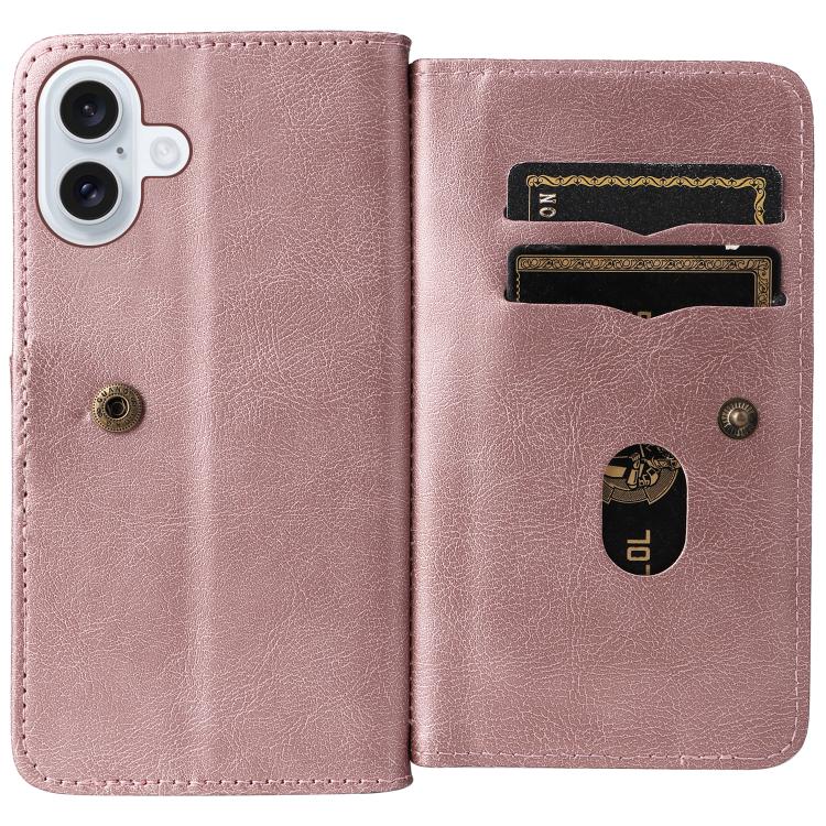 For iPhone 17 Multi-Function Wallet 10 Card Slots Leather Phone Case