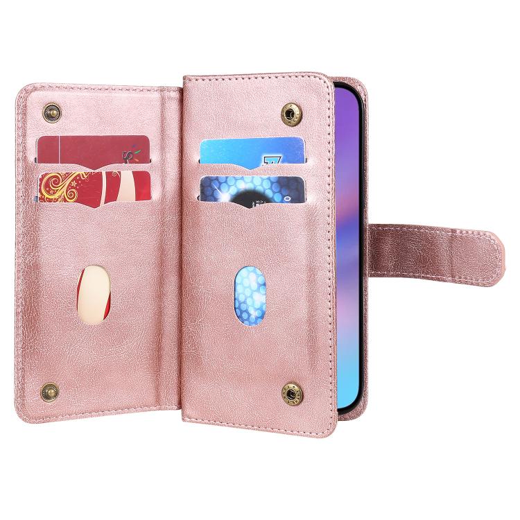 For iPhone 17 Multi-Function Wallet 10 Card Slots Leather Phone Case