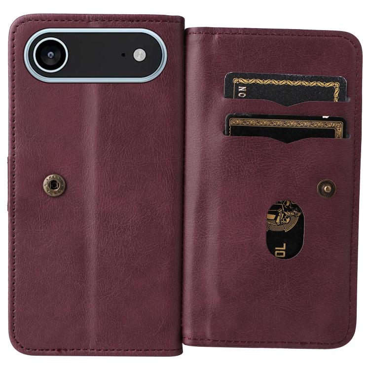 For iPhone Air Multi-Function Wallet 10 Card Slots Leather Phone Case