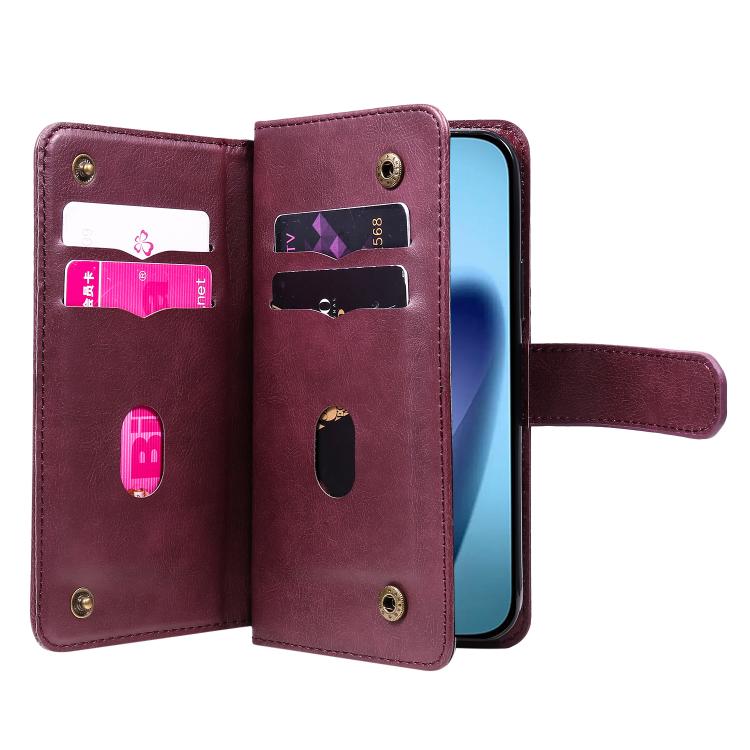 For iPhone Air Multi-Function Wallet 10 Card Slots Leather Phone Case