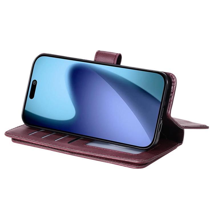 For iPhone Air Multi-Function Wallet 10 Card Slots Leather Phone Case