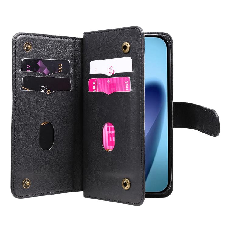 For iPhone Air Multi-Function Wallet 10 Card Slots Leather Phone Case