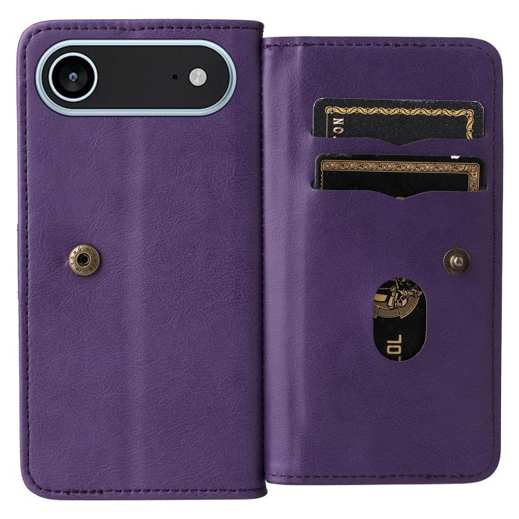For iPhone Air Multi-Function Wallet 10 Card Slots Leather Phone Case