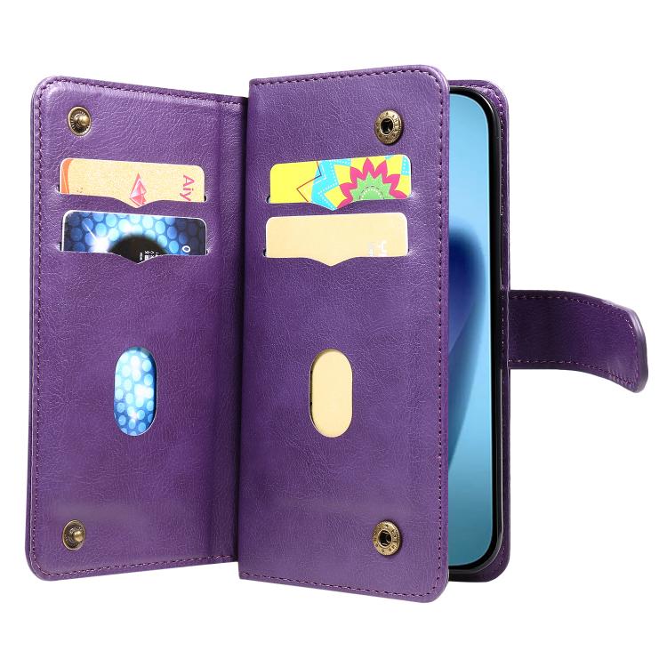 For iPhone Air Multi-Function Wallet 10 Card Slots Leather Phone Case