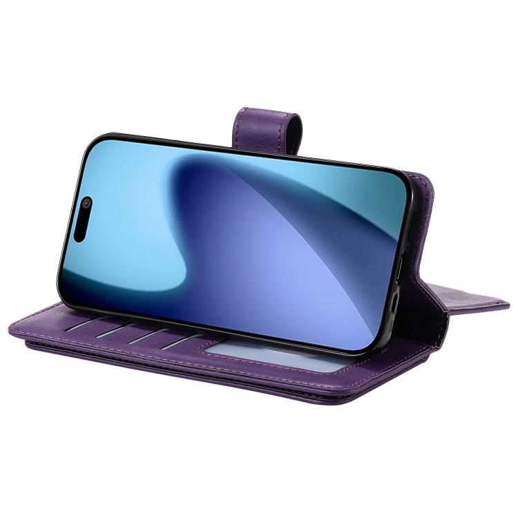 For iPhone Air Multi-Function Wallet 10 Card Slots Leather Phone Case