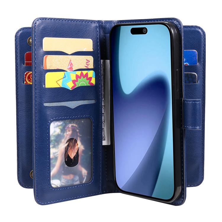 For iPhone Air Multi-Function Wallet 10 Card Slots Leather Phone Case