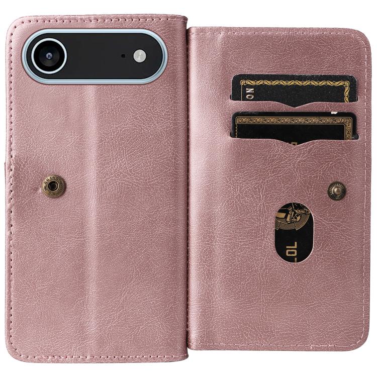 For iPhone Air Multi-Function Wallet 10 Card Slots Leather Phone Case