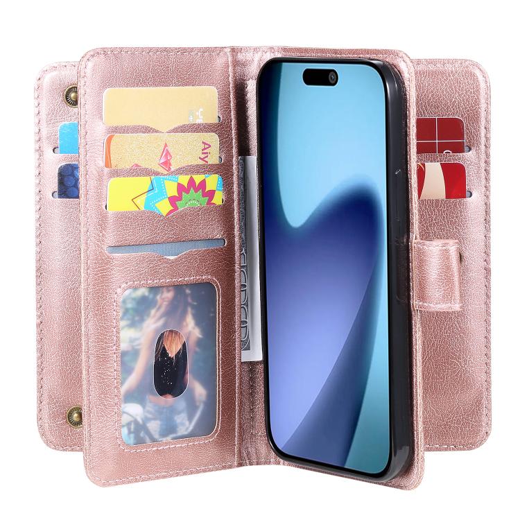 For iPhone Air Multi-Function Wallet 10 Card Slots Leather Phone Case