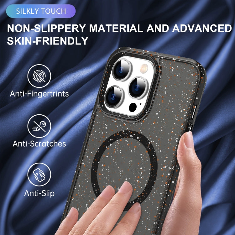 For iPhone 15 Plus Colorful Ink-splash Magsafe PC Hybrid TPU Phone Case