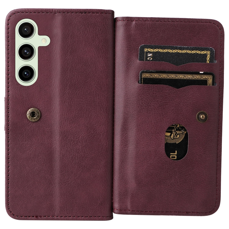 For Galaxy S24 FE 5G Multi-Function Wallet 10 Card Slots Leather Phone Case