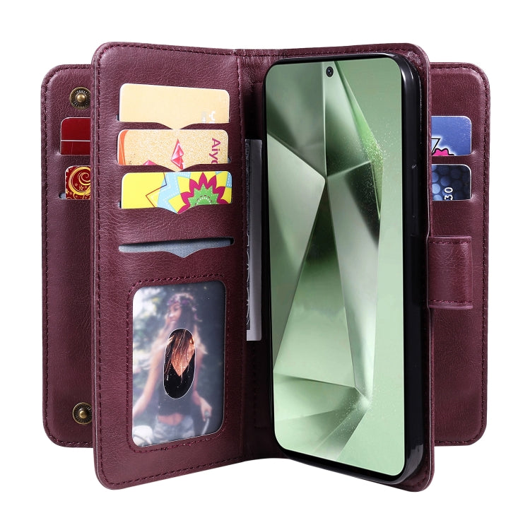 For Galaxy S24 FE 5G Multi-Function Wallet 10 Card Slots Leather Phone Case