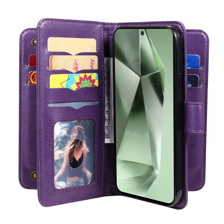 For Galaxy S24 FE 5G Multi-Function Wallet 10 Card Slots Leather Phone Case