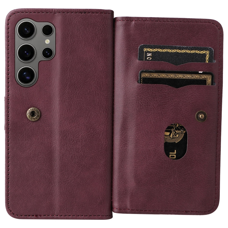 For Galaxy S25 Ultra 5G Multi-Function Wallet 10 Card Slots Leather Phone Case