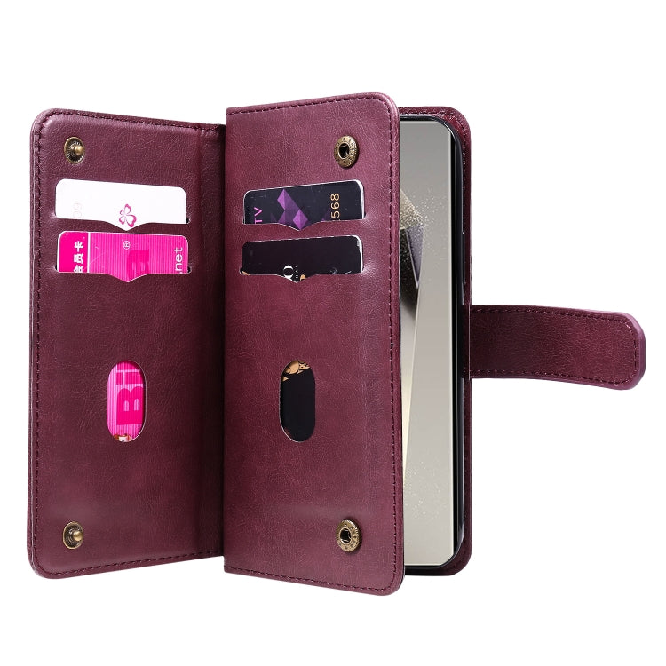 For Galaxy S25 Ultra 5G Multi-Function Wallet 10 Card Slots Leather Phone Case