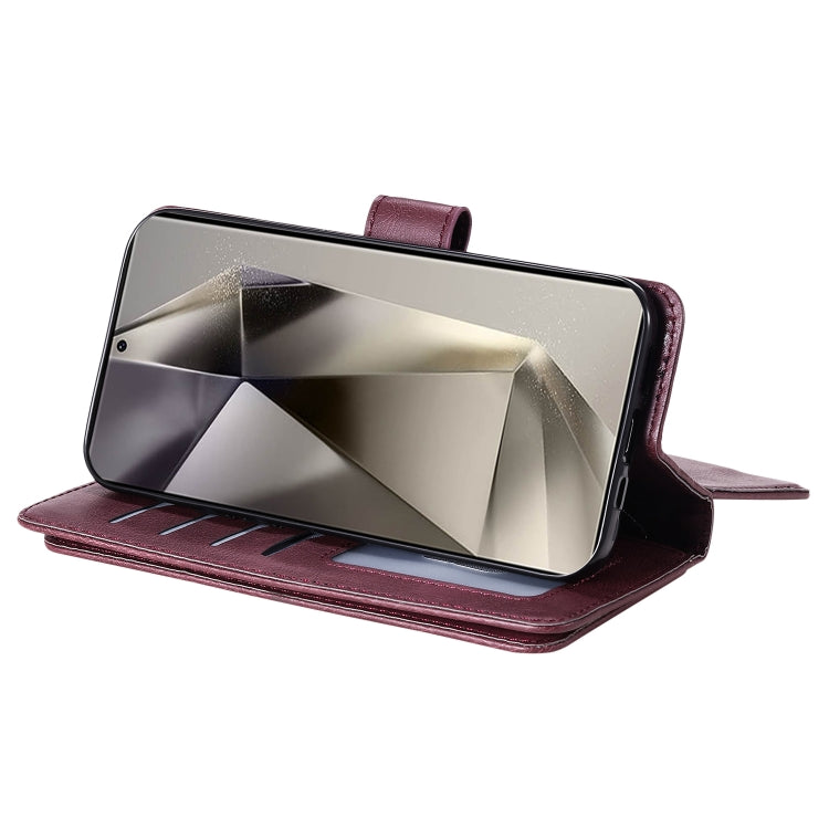 For Galaxy S25 Ultra 5G Multi-Function Wallet 10 Card Slots Leather Phone Case