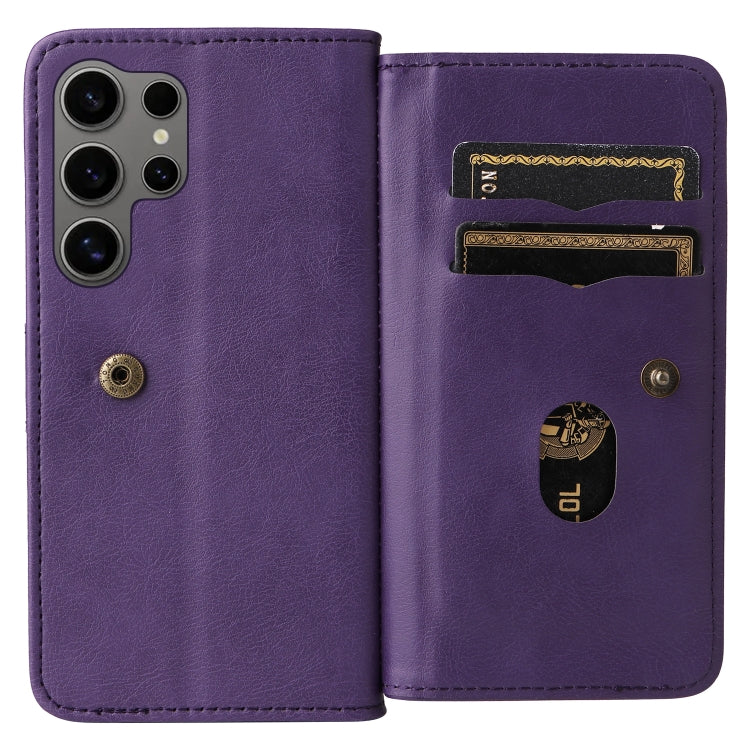 For Galaxy S25 Ultra 5G Multi-Function Wallet 10 Card Slots Leather Phone Case