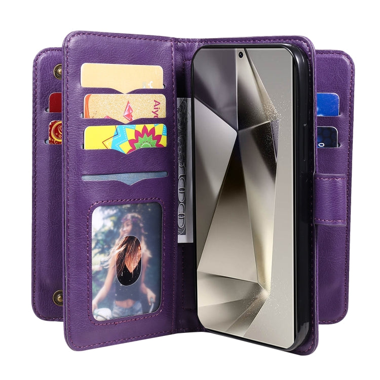 For Galaxy S25 Ultra 5G Multi-Function Wallet 10 Card Slots Leather Phone Case