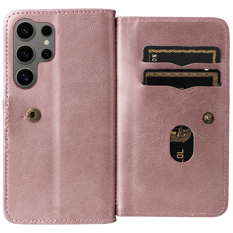 For Galaxy S25 Ultra 5G Multi-Function Wallet 10 Card Slots Leather Phone Case