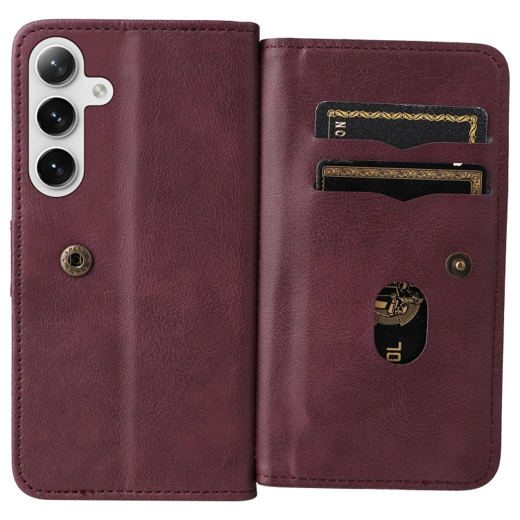 For Galaxy S25 / S24 5G Multi-Function Wallet 10 Card Slots Leather Phone Case