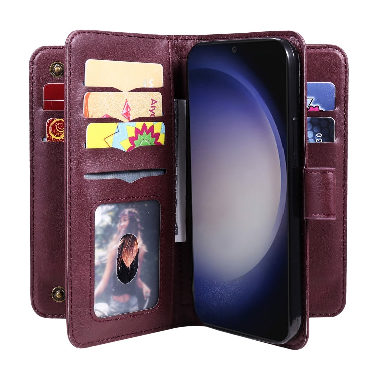 For Galaxy S25 / S24 5G Multi-Function Wallet 10 Card Slots Leather Phone Case