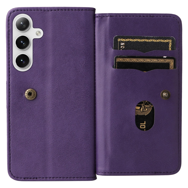 For Galaxy S25 / S24 5G Multi-Function Wallet 10 Card Slots Leather Phone Case