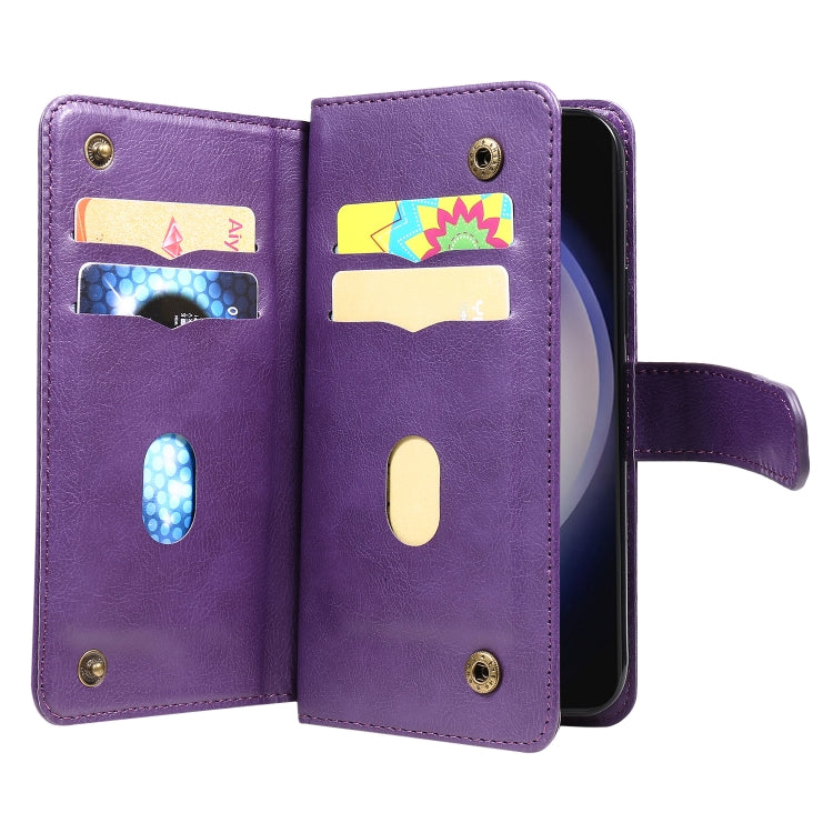 For Galaxy S25 / S24 5G Multi-Function Wallet 10 Card Slots Leather Phone Case