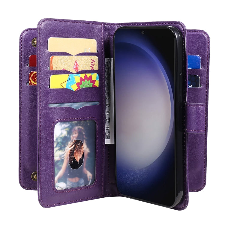 For Galaxy S25 / S24 5G Multi-Function Wallet 10 Card Slots Leather Phone Case