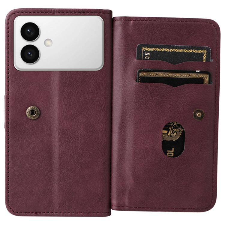 For Galaxy S26 Edge 5G Multi-Function Wallet 10 Card Slots Leather Phone Case