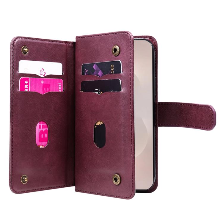 For Galaxy S26 Edge 5G Multi-Function Wallet 10 Card Slots Leather Phone Case