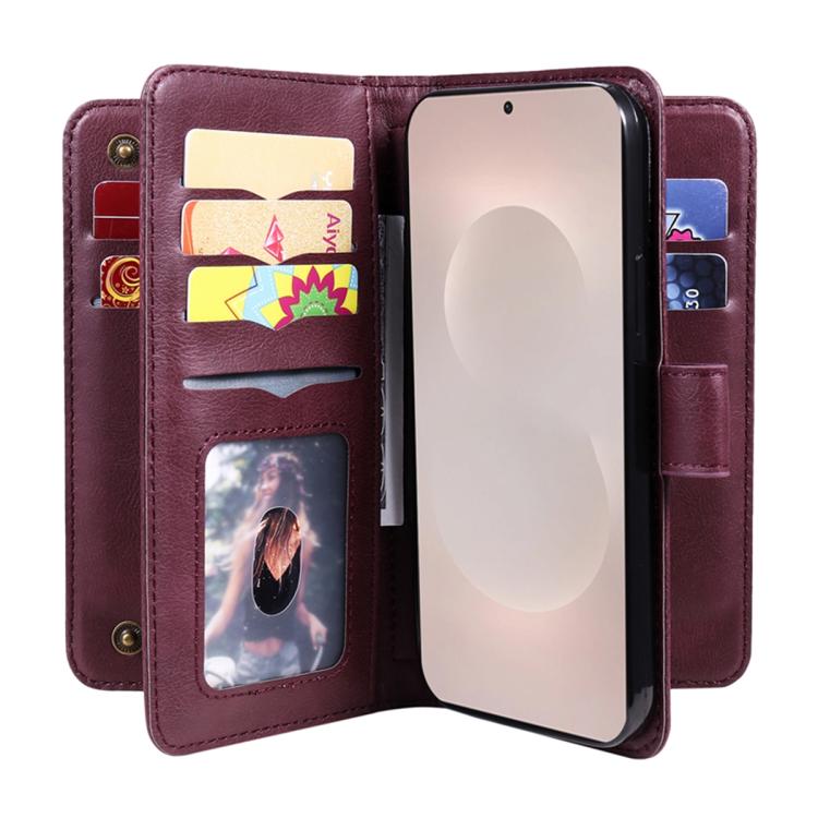 For Galaxy S26 Edge 5G Multi-Function Wallet 10 Card Slots Leather Phone Case