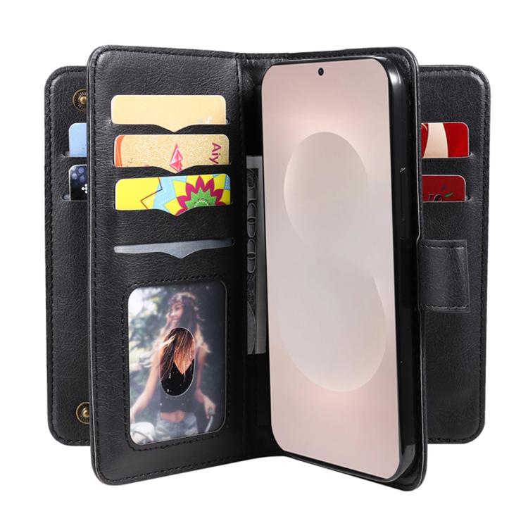 For Galaxy S26 Edge 5G Multi-Function Wallet 10 Card Slots Leather Phone Case