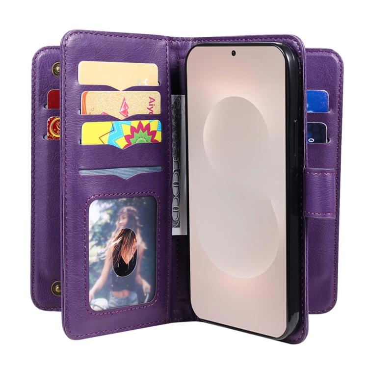 For Galaxy S26 Edge 5G Multi-Function Wallet 10 Card Slots Leather Phone Case