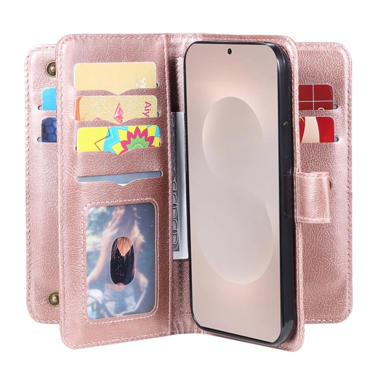 For Galaxy S26 Edge 5G Multi-Function Wallet 10 Card Slots Leather Phone Case