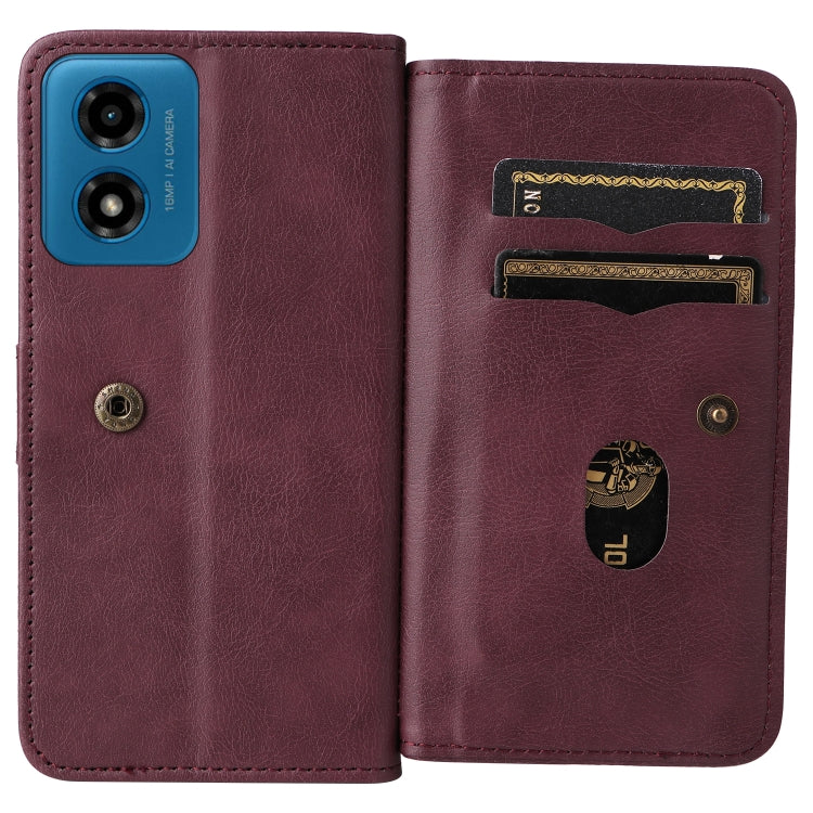 For Motorola Moto G04 / G24 Multi-Function Wallet 10 Card Slots Leather Phone Case
