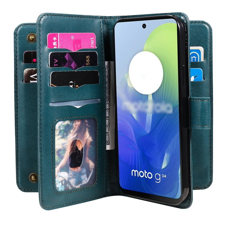 For Motorola Moto G04 / G24 Multi-Function Wallet 10 Card Slots Leather Phone Case