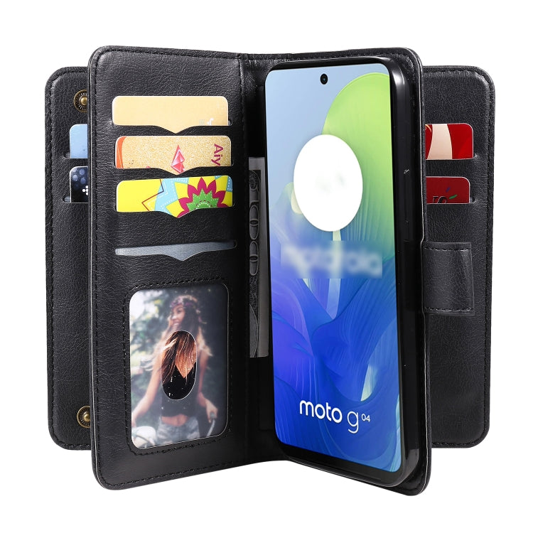 For Motorola Moto G04 / G24 Multi-Function Wallet 10 Card Slots Leather Phone Case