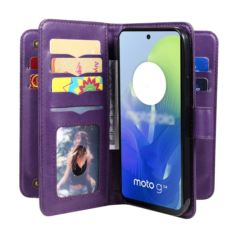 For Motorola Moto G04 / G24 Multi-Function Wallet 10 Card Slots Leather Phone Case
