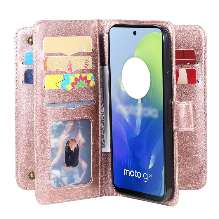 For Motorola Moto G04 / G24 Multi-Function Wallet 10 Card Slots Leather Phone Case