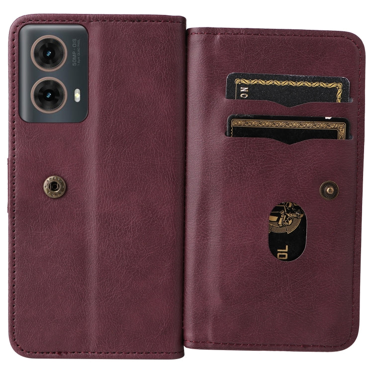 For Motorola Moto G85 Multi-Function Wallet 10 Card Slots Leather Phone Case