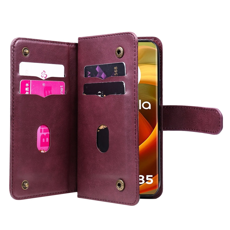 For Motorola Moto G85 Multi-Function Wallet 10 Card Slots Leather Phone Case