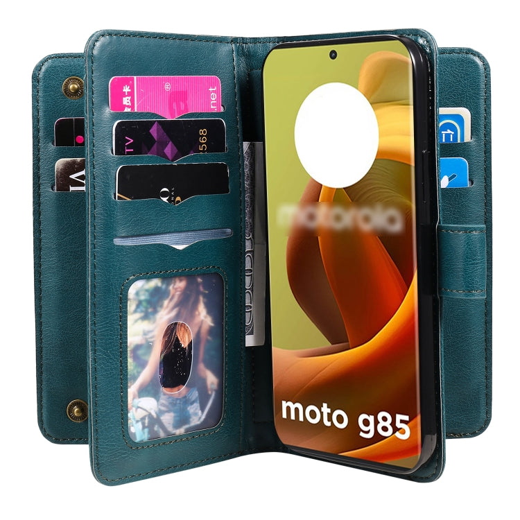 For Motorola Moto G85 Multi-Function Wallet 10 Card Slots Leather Phone Case